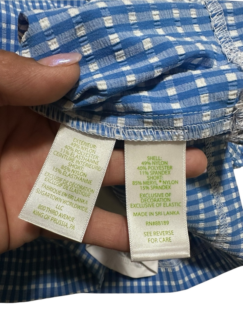 Lilly Pulitzer Luxletic Aona Skort 12 Morelle Blue Gingham UPF 50 Golf - Picture 8 of 8